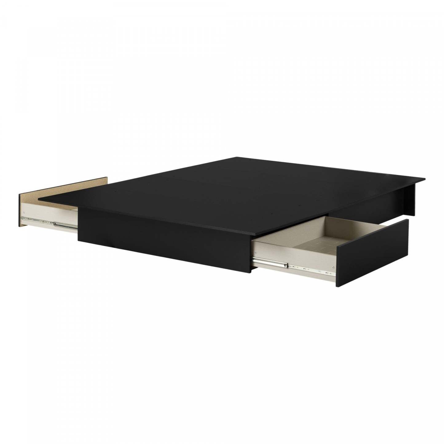 Lit plateforme avec tiroirs Step One - Noir pur | Step One Lit Plateforme Avec Tiroir - Noir Solide