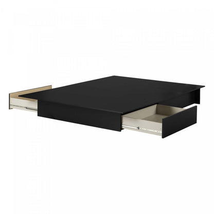 Lit plateforme avec tiroirs Step One - Noir pur | Step One Lit Plateforme Avec Tiroir - Noir Solide