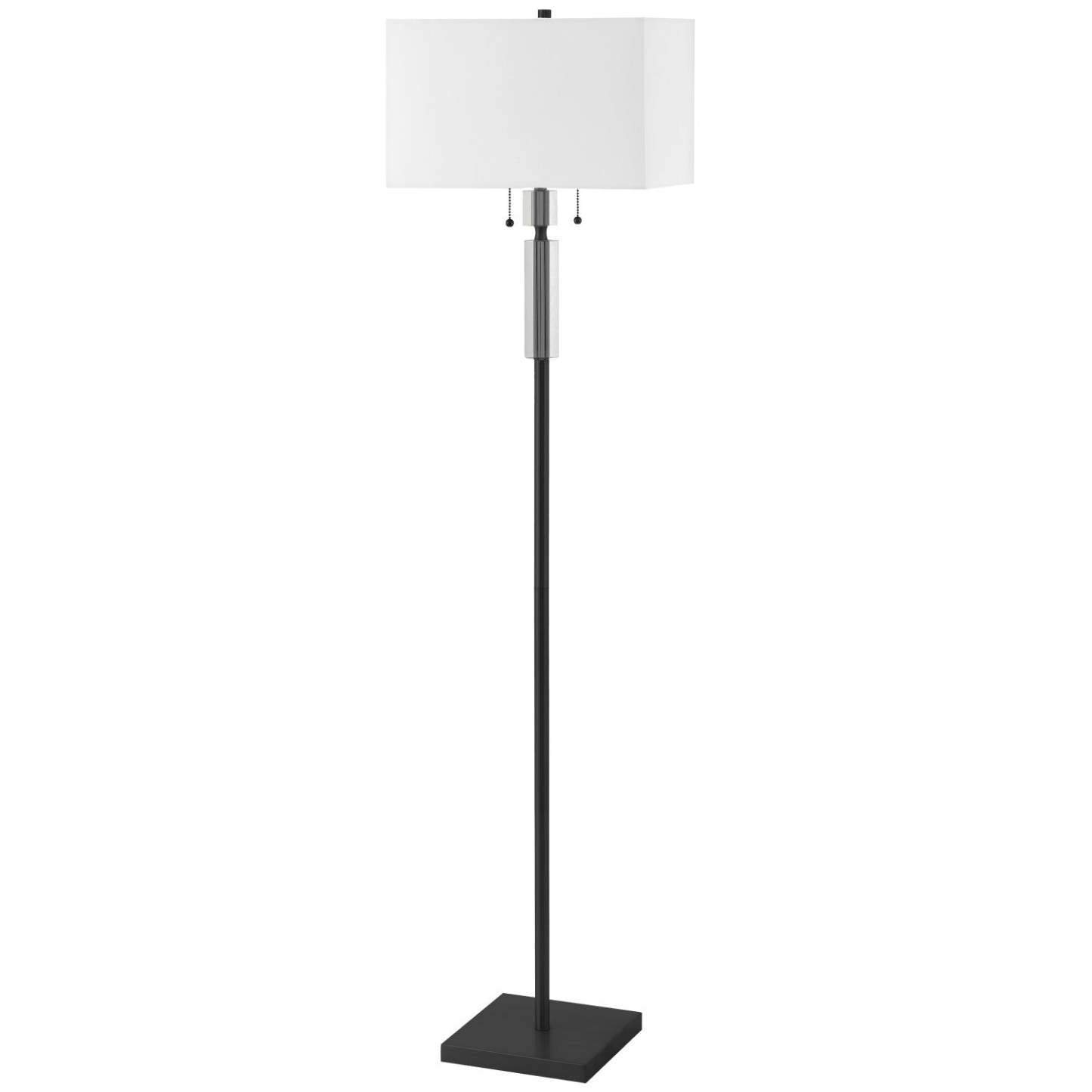 Lampe à pied Fernanda de Dainolite avec abat-jour blanc, fini noir mat et 2 ampoules
