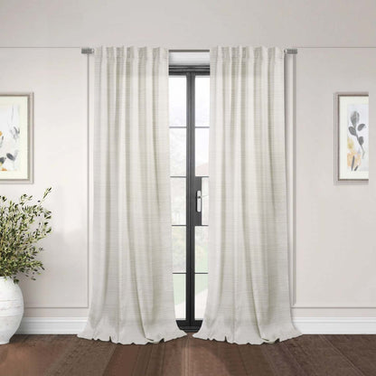 Habitat Austin Linen Light Filtering Dual Header Curtain Panel - 52 x 95|Panneau de rideau filtrant la lumière Austin apparence lin à double têtes d'Habitat - 52 x 95