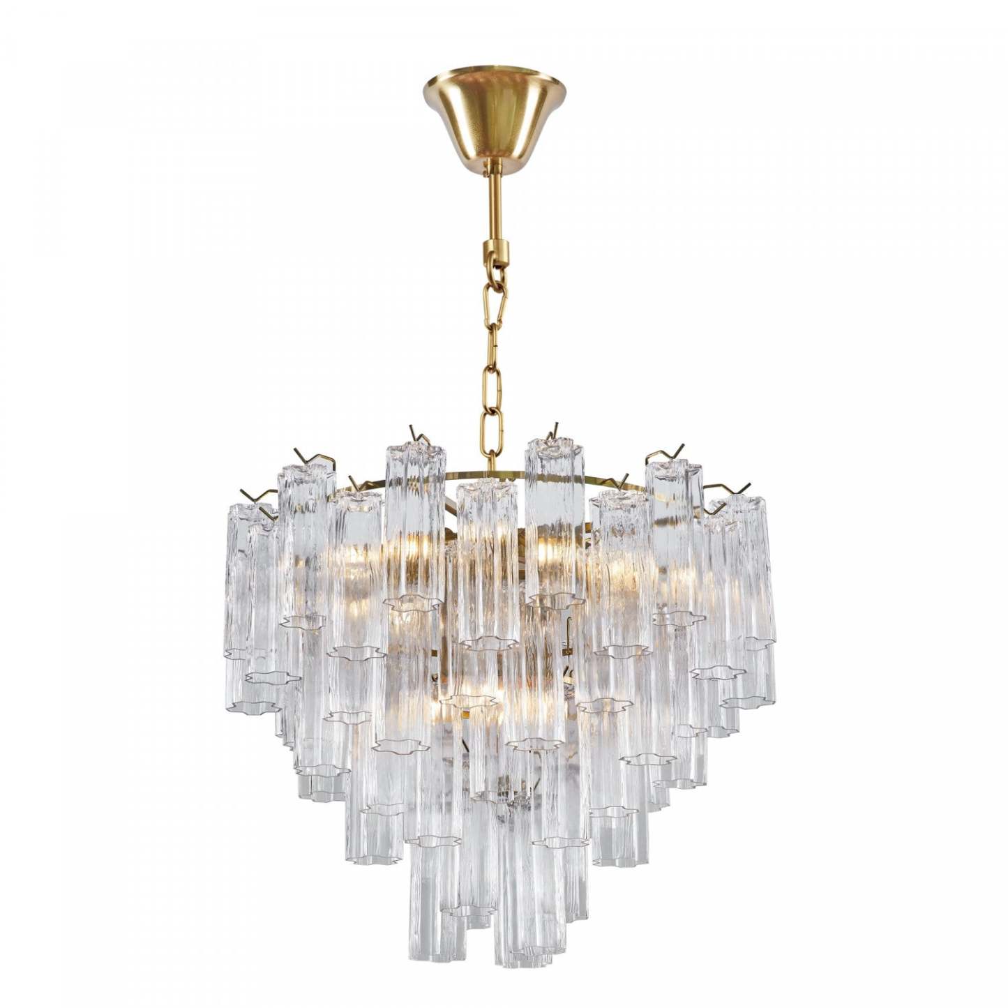 Lustre A 16 lampes Sophia, Laiton Et Verre De Style Tronchi