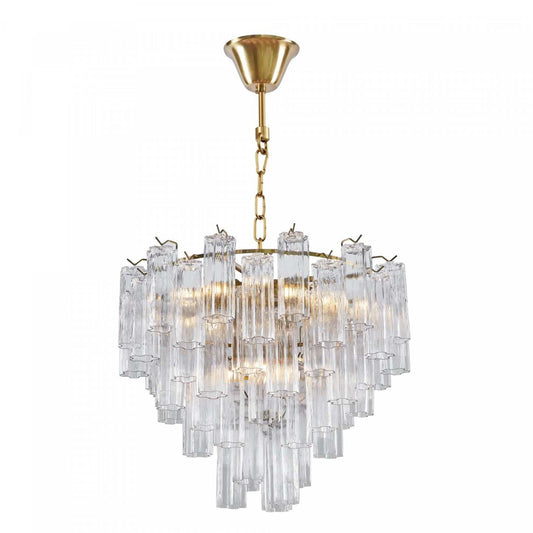 Lustre A 16 lampes Sophia, Laiton Et Verre De Style Tronchi