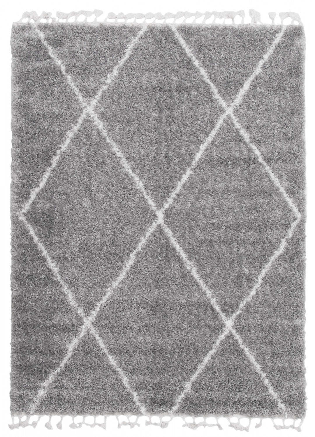 Helma Losange Gris Clair Shag 6'7 X 9'6 Area Rug|Carpette à poil long Helma Losange gris clair 6 pi 7 po x 9 pi 6 po|D86FWZ63