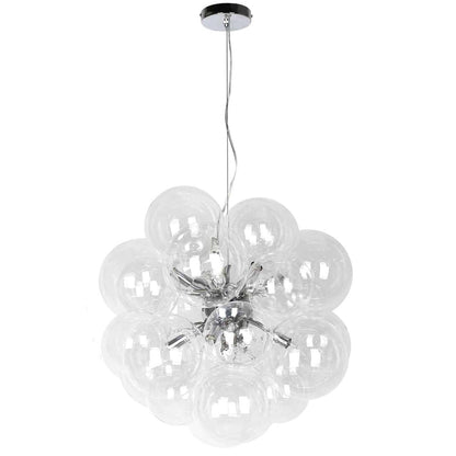 Dainolite Comet 6 Light Chandelier Poli Chrome Finish Clear Glass Lamp|Lustre Comet de Dainolite en verre transparent, avec fini chromé poli et 6 ampoules