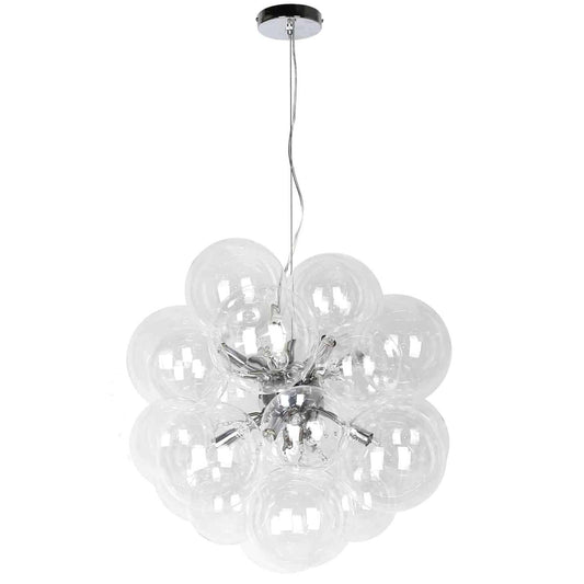 Dainolite Comet 6 Light Chandelier Poli Chrome Finish Clear Glass Lamp|Lustre Comet de Dainolite en verre transparent, avec fini chromé poli et 6 ampoules