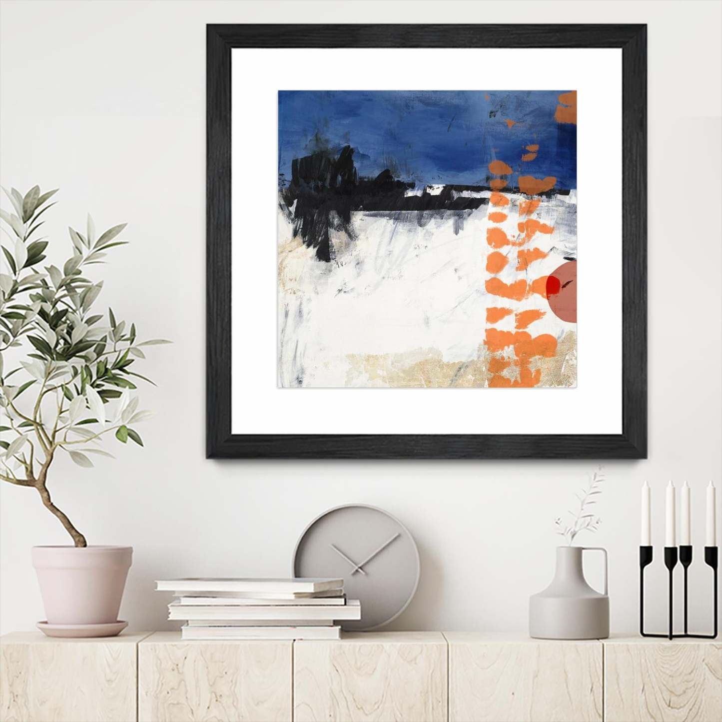 Midnight Rise Ii Matted and Framed Black 36x36 Wall Art|Œuvre d'art murale encadrée noire et mate « Midnight Rise Ii » 36 x 36