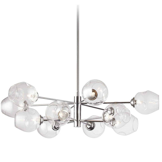 Dainolite Abii 12 Light Chandelier Poli Chrome Finish Clear Glass Lamp|Lustre Abii de Dainolite en verre transparent avec fini chromé poli et 12 ampoules