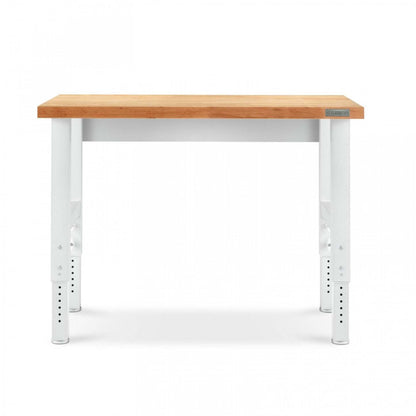 Établi en bois franc à hauteur réglable Gladiator de 4' - Blanc martelé|Établi de 4 pi à hauteur réglable en bois franc de Gladiator - blanc martelé