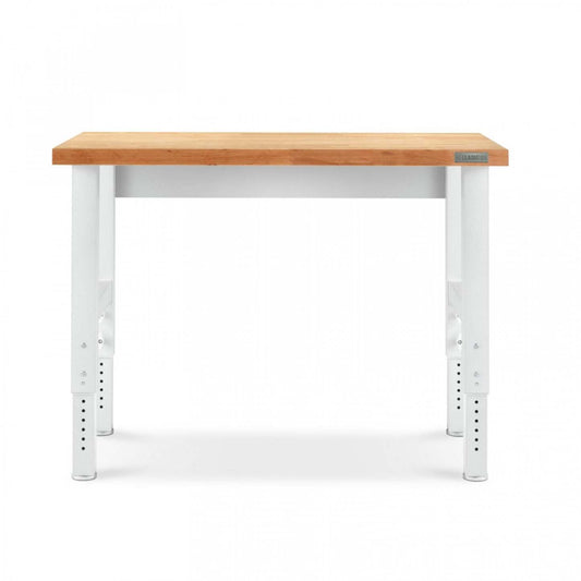 Établi en bois franc à hauteur réglable Gladiator de 4' - Blanc martelé|Établi de 4 pi à hauteur réglable en bois franc de Gladiator - blanc martelé