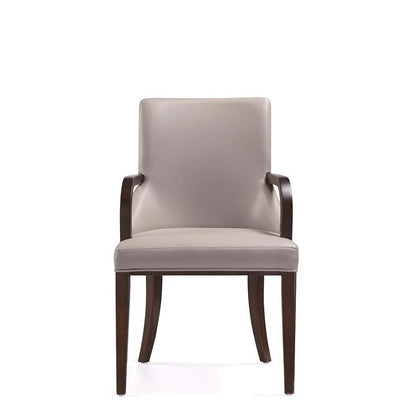 Manhattan Comfort Shubert Modern Faux Leather &amp; Velvet Dining Armchair - Light Grey|Chaise de salle à manger à accoudoirs moderne Shubert de Manhattan Comfort en similicuir et velours - gris clair