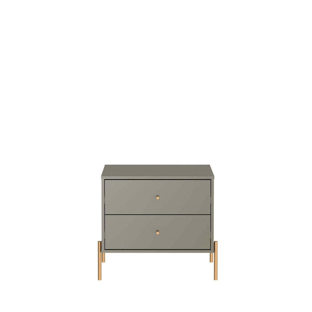 Manhattan Comfort Jasper Nightstand with Steel Gold Legs - Grey Gloss|Table de nuit Jasper de Manhattan Comfort avec pattes en acier doré - gris lustré