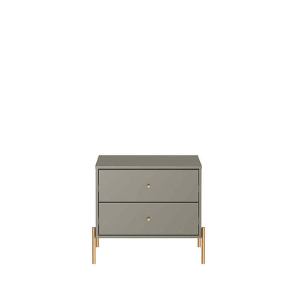 Manhattan Comfort Jasper Nightstand with Steel Gold Legs - Grey Gloss|Table de nuit Jasper de Manhattan Comfort avec pattes en acier doré - gris lustré