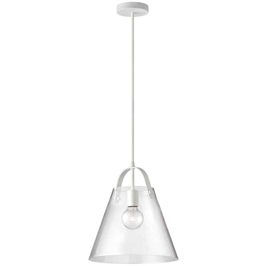 Luminaire suspendu moyen Polly de Dainolite en verre transparent, avec fini blanc mat et 1 ampoule