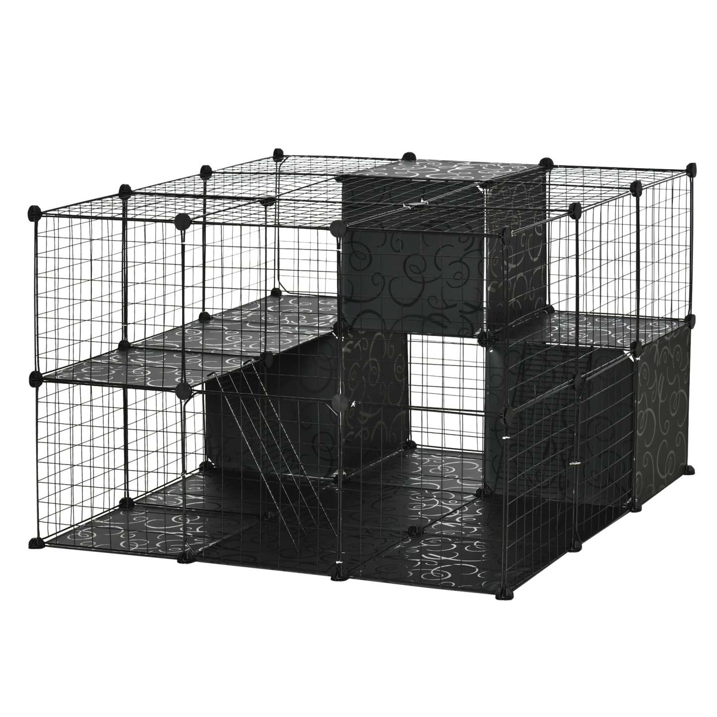 Pawhut Cage Pour Petits Animaux, Cage De Lapin Avec Porte, Parc Pour Cobaye, Clôture Pour Petit Animal Pour Lapin, Ch|Pawhut Cage Pour Petits Animaux, 56 Panneaux Cage De Lapin Pour Chiots Avec Tapis Antiderapants, Ram