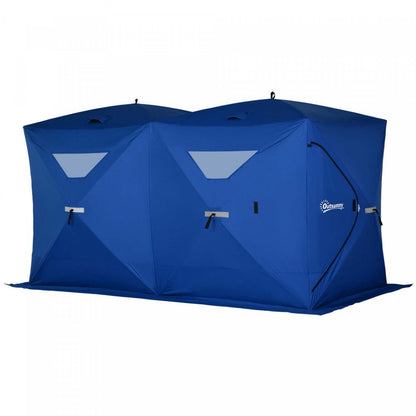 Outsunny 5-8 Person Pop-up Ice Fishing Shelter Tent, Blue|Outsunny Tente De Pêche Sur Glace Isolée Pour 5 À 8 Personnes (142 X 71 X 71)