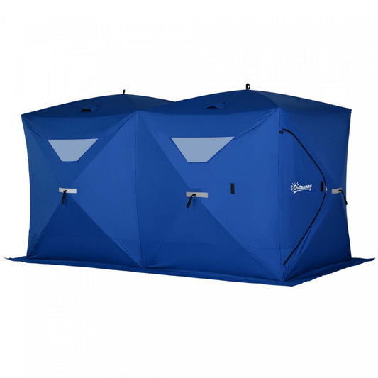 Outsunny 5-8 Person Pop-up Ice Fishing Shelter Tent, Blue|Outsunny Tente De Pêche Sur Glace Isolée Pour 5 À 8 Personnes (142 X 71 X 71)