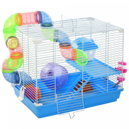 Pawhut 18 Grande Cage Pour Hamster, Maison Pour Petits Animaux, Refuge Pour Gerbilles À 2 Niveaux Avec Système De Tube De Tunnel