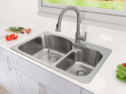 Ancona Tusca Series 33 60/40 Dual Mount Kitchen Sink - AN-3342|Évier de cuisine sous plan ou en surface (60/40) Ancona de série Tusca de 33 po - AN-3342|D77G8DE9