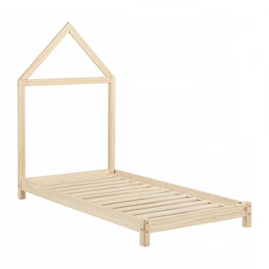 Lit simple Sweedi avec tête de lit à cadre maison - Naturel | Lit simple Sweedi avec tête de lit maison - naturel | D83GOG9Y