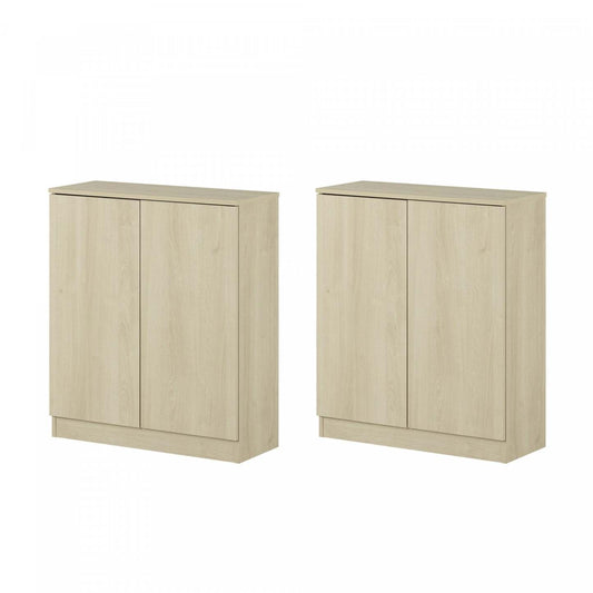 Arum Set Of 2 Sideboards With 2 Doors Bleached Oak - South Shore Buffet