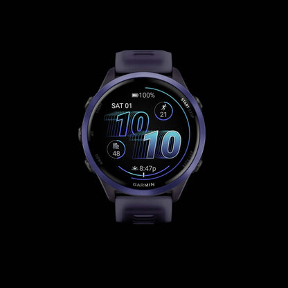 Montre intelligente Garmin Forerunner 570 47 mm, Amoled, Aluminium indigo, Violet/indigo, Suivi de fitness GPS, Course, Batterie de 11 jours