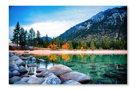 Lake Tahoe 24x36 Wall Art Frame And Fabric Panel| Lake Tahoe 24 po x 36 po : Cadre d'art mural et panneau de tissu|D44GB6M1