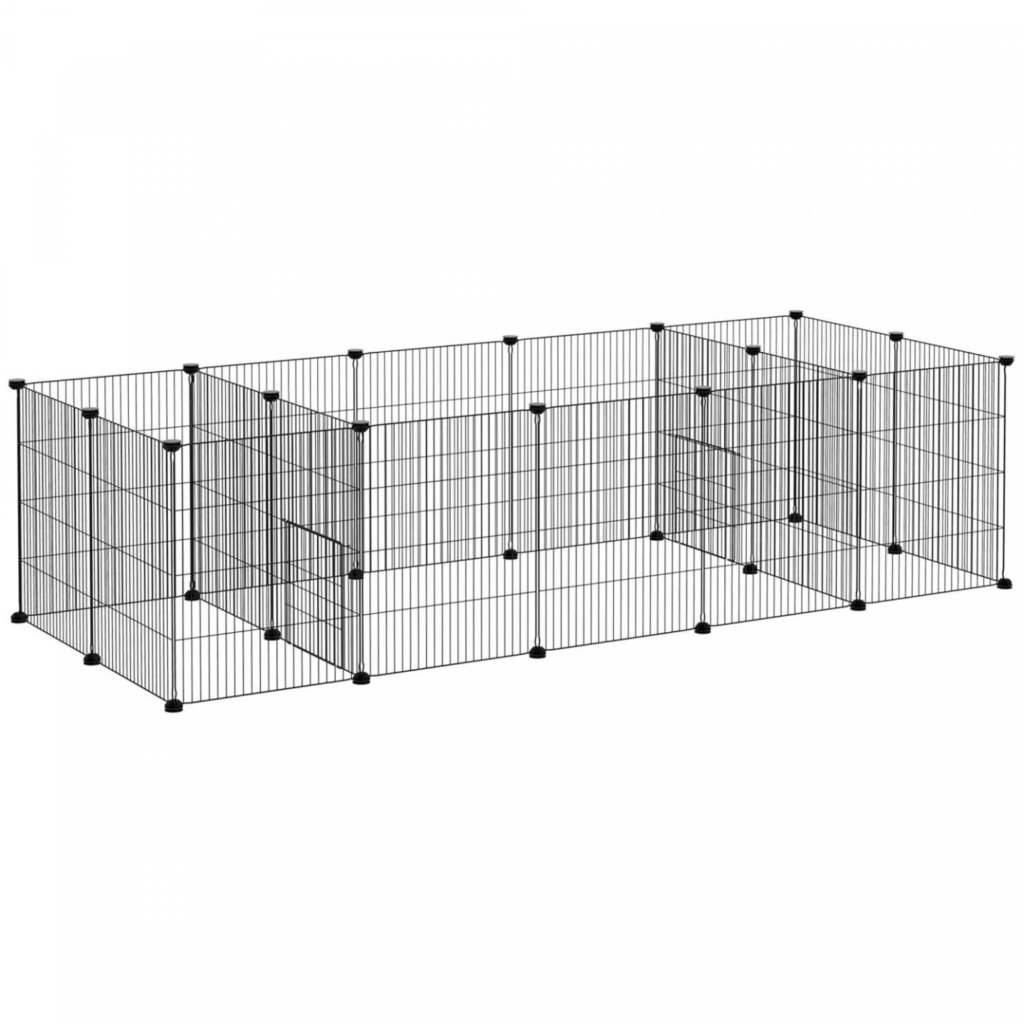 Pawhut Cage Pour Petits Animaux À 18 Panneaux, Parc Pour Animaux De Compagnie Avec Portes, Cage Pour Cobaye, Métal Portable Wire Yar