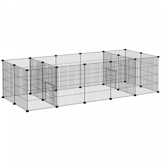 Pawhut Cage Pour Petits Animaux À 18 Panneaux, Parc Pour Animaux De Compagnie Avec Portes, Cage Pour Cobaye, Métal Portable Wire Yar