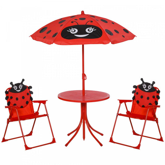 Outsunny Enfants Table De Pique-nique Pliante Et Chaise Ensemble Motif Coccinelle Exterieur Jardin P