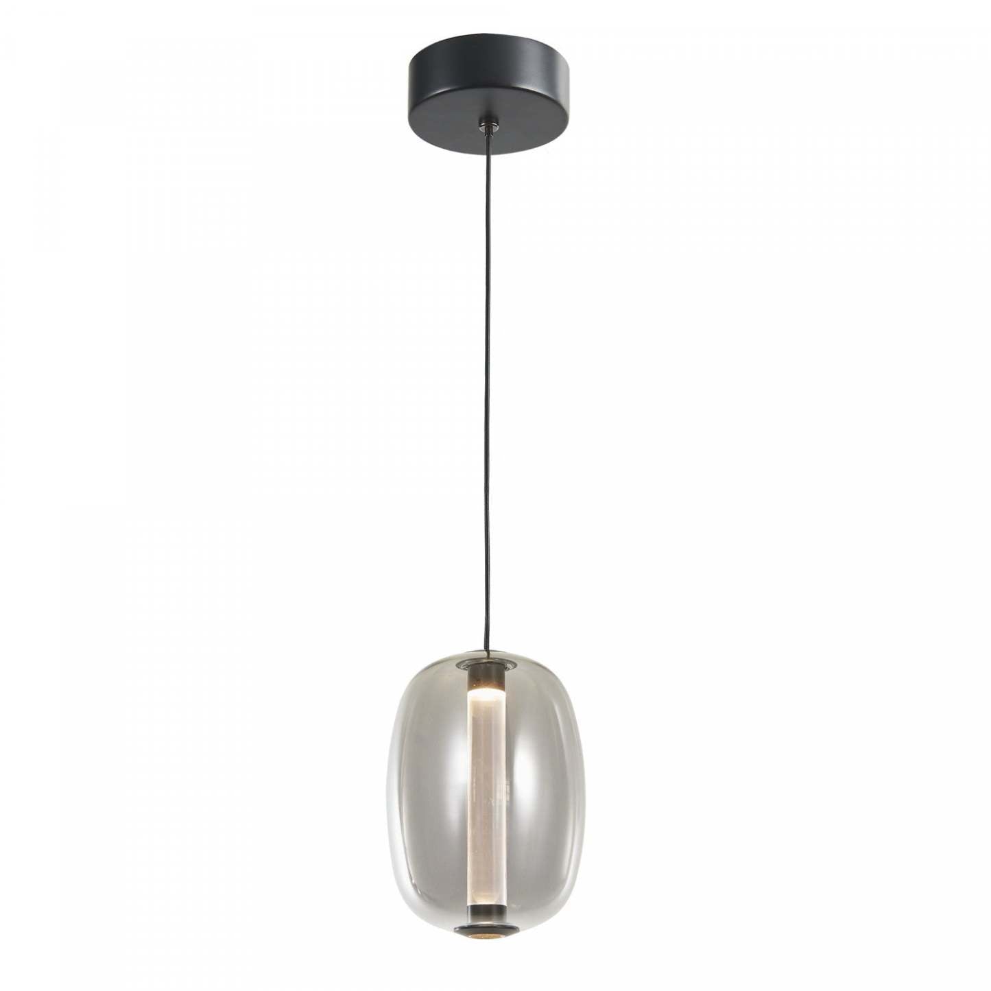 Suspension Vega à LED intégrée, noire avec verre fumé foncé | Suspension A Del Integrees Vega, Noir Avec Verre Ombre Fume