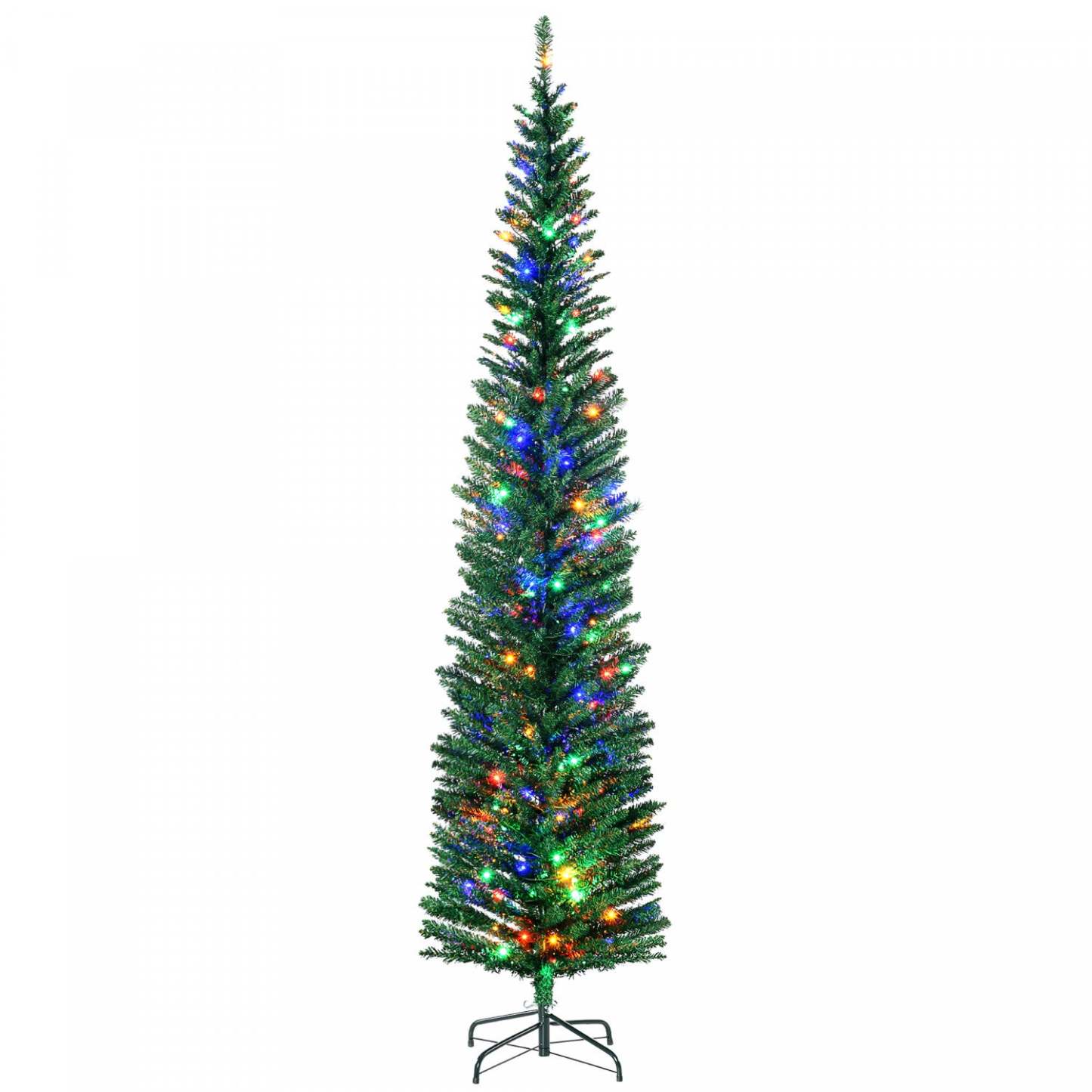 Homcom 7.5' Pencil Artificial Christmas Tree With Colorful Led Lights|Homcom Arbre De Noël Artificiel De 7,5 Pi Avec Lumières Led Colorées