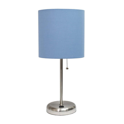 Limelights Stick Lamp with Usb Charging Port And Fabric Shade, Blue  Table Lamp|Lampe de table Limelights bleue avec pied mince et port de recharge USB|D21HPLBJ