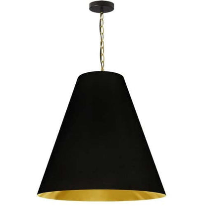 Dainolite Anaya 1 Light Pendant Large Aged Brass Black/Gold Shade Lamp|Grand luminaire suspendu Anaya de Dainolite avec abat-jour noir et doré, fini laiton vieilli et 1 ampoule