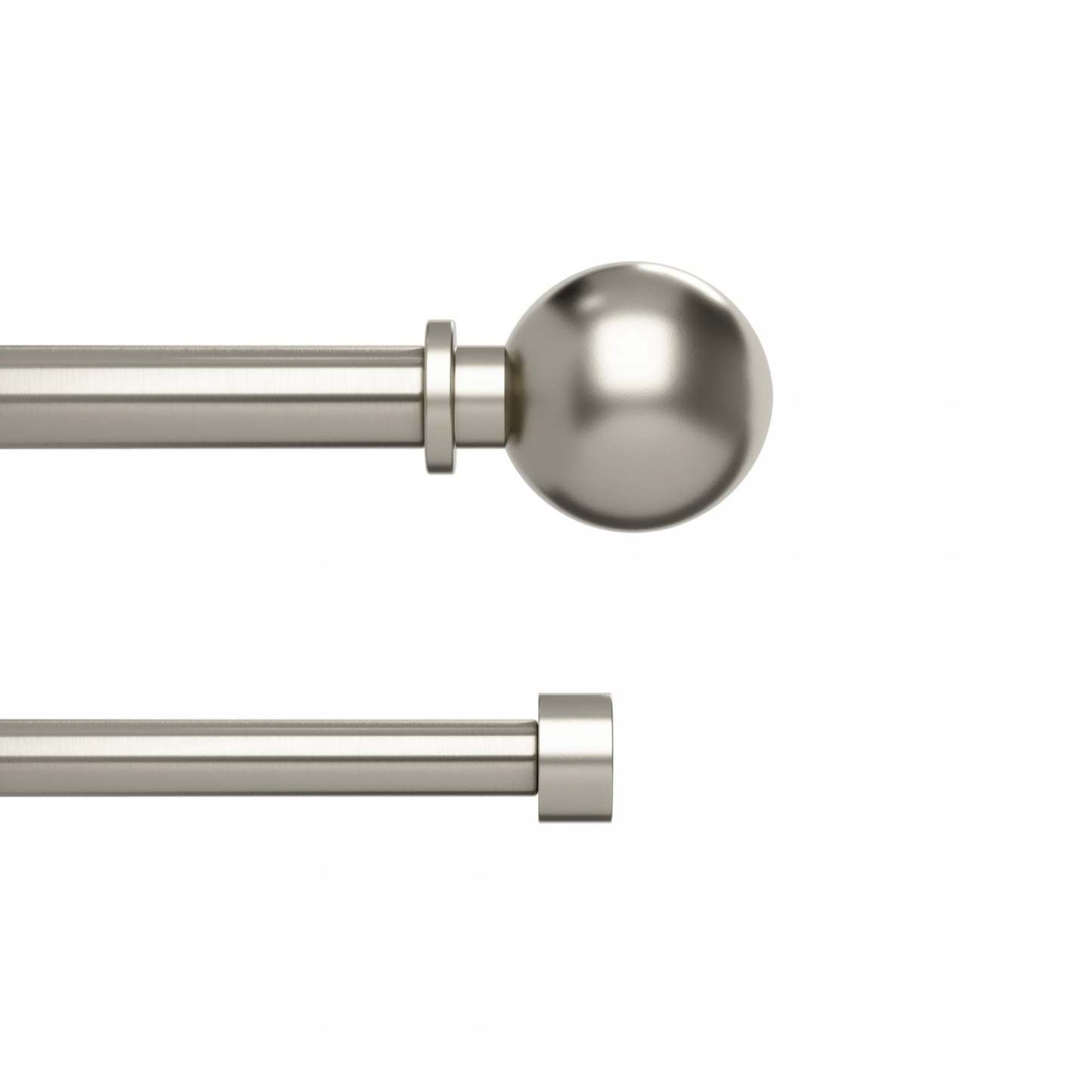 Umbra Tringle à rideau extensible double 1 et 3/4 Bolas en nickel - 72-144 | Tringle à rideaux extensible double Bolas de Umbra nickel de 1 po et de 3/4 po - 72 po à 144 po