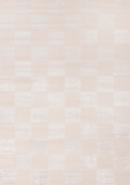 Tapis Leonardo blanche et grise à motif de carreaux - 5 pi 3 po x 7 pi 7 po