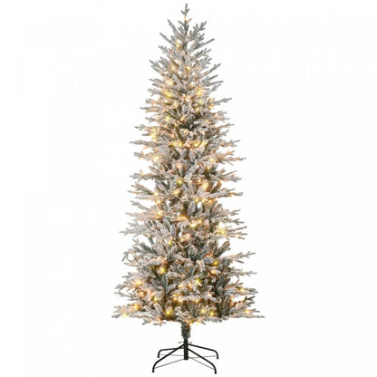 Homcom Arbre De Noël Artificiel Floqué De 7' Avec Lumières Claires Jaunes Chaudes|Homcom Arbre De Noël Artificiel Floqué De 7 Pi Avec Lumières Jaunes