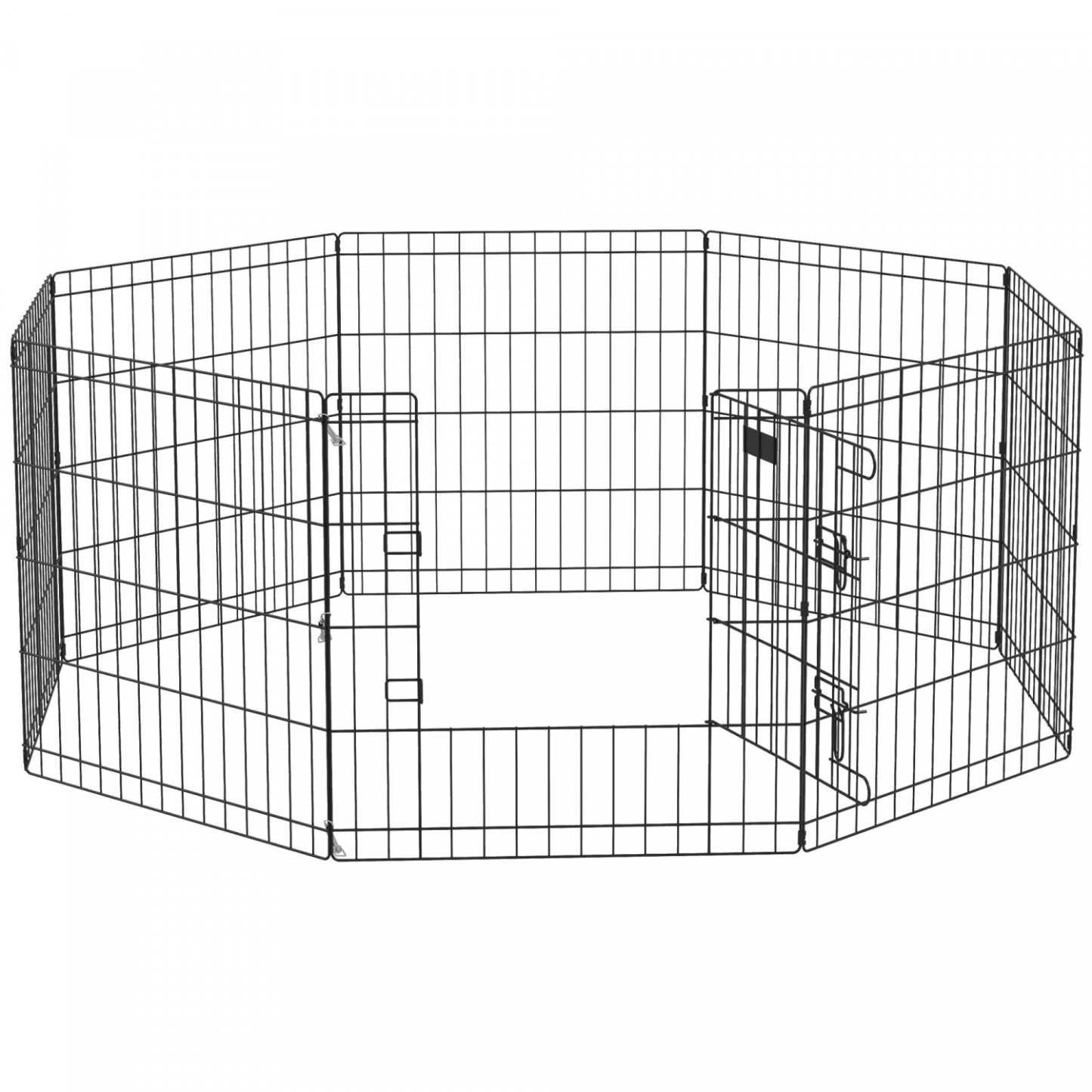 Pawhut Dog Playpen Puppy Play Pen, Pet Exercise Fences For Outside Indoor, Pliable Dog Kennel, 24h|Pawhut 24 Pouces Pliable En Métal Exercice Parc Pour Animaux De Compagnie Cour Chien Chiot Chenil Ca
