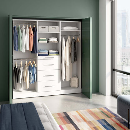 Bestar Florence 74 Système de garde-robe modulaire avec tringles et rangement - blanc