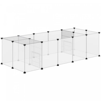 Pawhut 20 panneaux en DIY pour parc de jeux pour animaux de compagnie, cage pour petits animaux avec porte, couverture supérieure, clôture intérieure pour cochon d'Inde, hérisson, lapin, 69 X 28 X 18, blanc