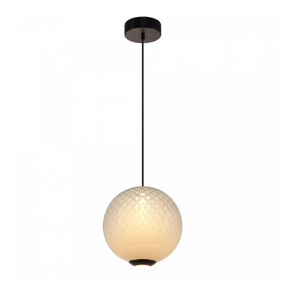 Suspension LED intégrée Celeste 12, blanche avec lampe en verrerie diamant | Suspension A Del Integrees Celeste De 12 po, Blanche Avec Verre Diamante