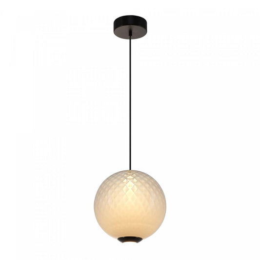 Suspension LED intégrée Celeste 12, blanche avec lampe en verrerie diamant | Suspension A Del Integrees Celeste De 12 po, Blanche Avec Verre Diamante