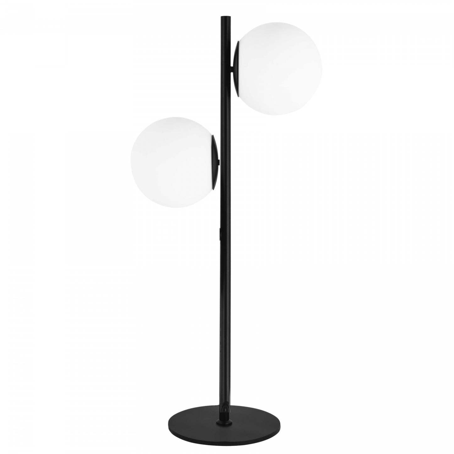 Dainolite Folgar 2 Light Table Lamp Matte Black Finish Opal White Glass|Lampe de table Folgar de Dainolite en verre blanc opale, avec finition noire mate et 2 ampoules