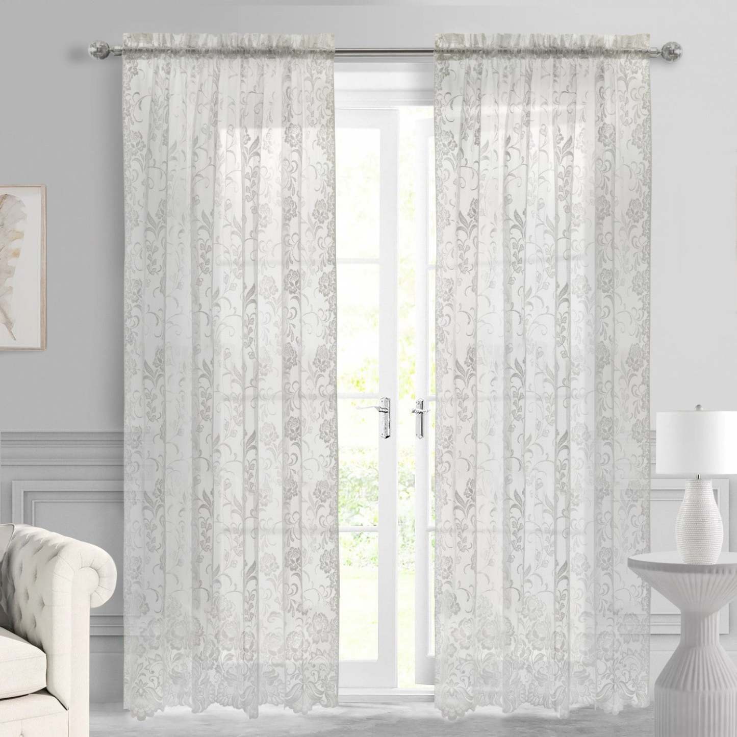 Habitat Limoges White Sheer Rod Pocket Curtain Panel - 55 x 84|Panneau de rideau transparent passe-tringle Limoges blanc d’Habitat - 55 x 84