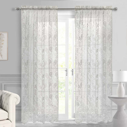 Habitat Limoges White Sheer Rod Pocket Curtain Panel - 55 x 63|Panneau de rideau transparent passe-tringle Limoges blanc d’Habitat - 55 x 63