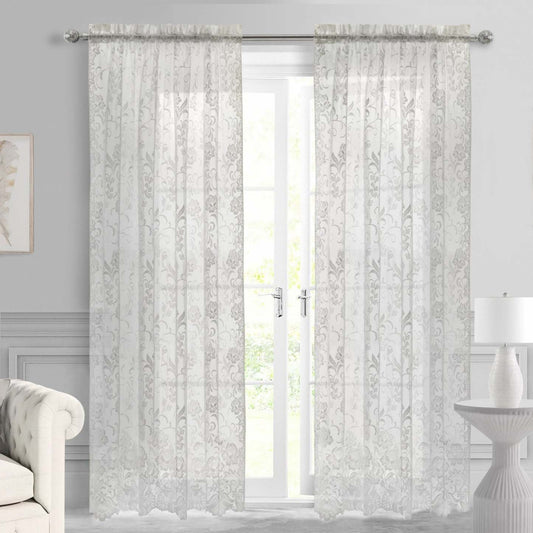 Habitat Limoges White Sheer Rod Pocket Curtain Panel - 55 x 63|Panneau de rideau transparent passe-tringle Limoges blanc d’Habitat - 55 x 63