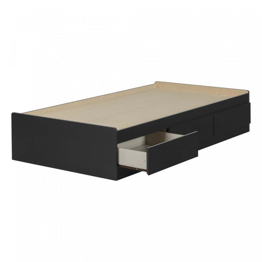 Vito Mate's Platform Storage Bed With 3 Drawers - Pure Black | Vito Lit Matelot 3 Tiroirs - Noir Solide