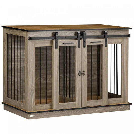 Pawhut Meuble Pour Cage De Chien Avec Panneau De Séparation, Meuble Tv En Bois Pour Grands Chiens, Maison Pour Animaux | Pawhut Dog Crate Furniture With Divider Panel, Wooden Dog Kennel Tv Stand For Large Dogs, Pet House
