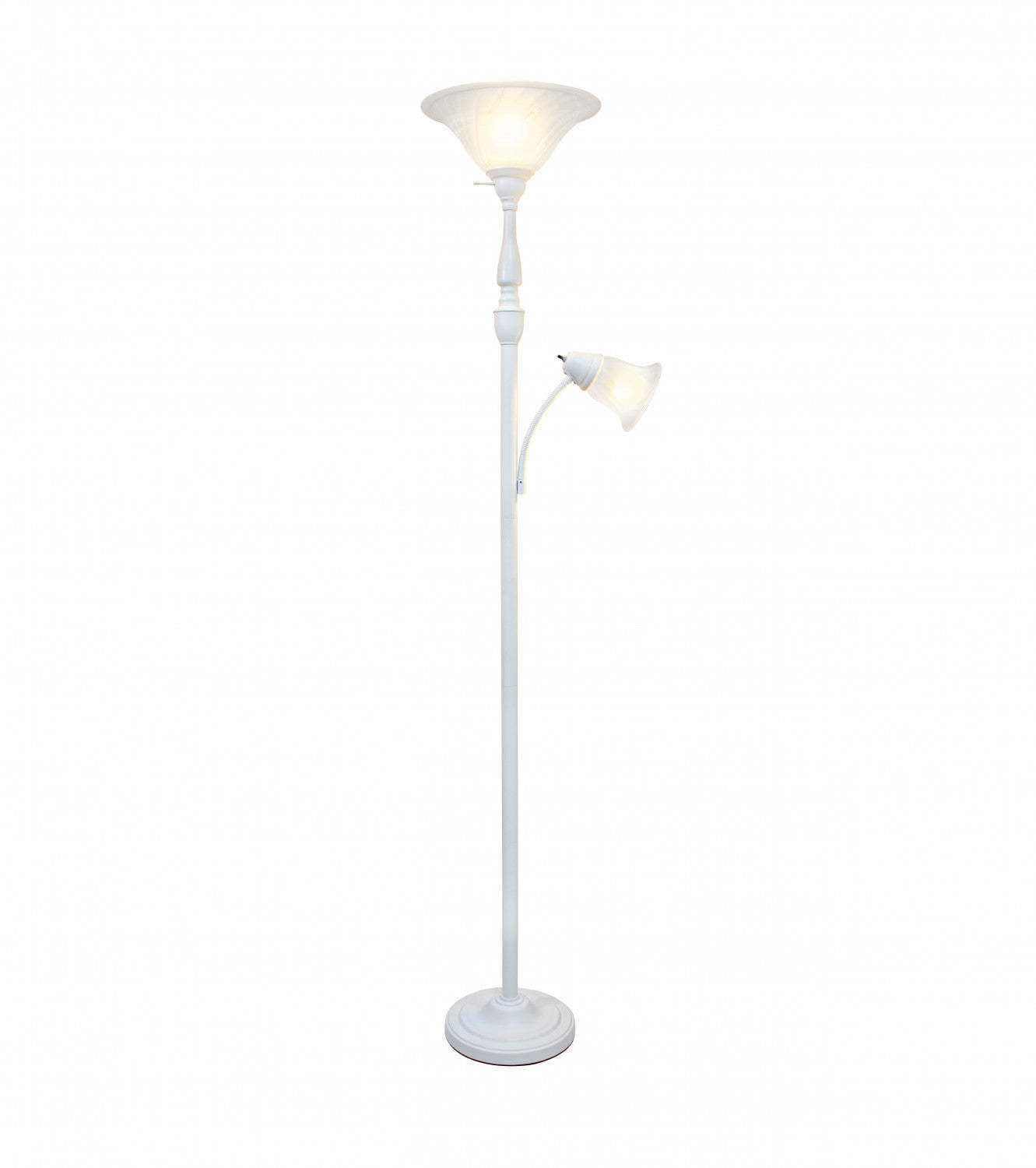 Lampe à pied mère et fille Elegant Designs à 2 ampoules avec verre marbré blanc, blanche|D21WKT4X
