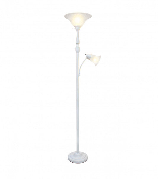 Lampe à pied mère et fille Elegant Designs à 2 ampoules avec verre marbré blanc, blanche|D21WKT4X