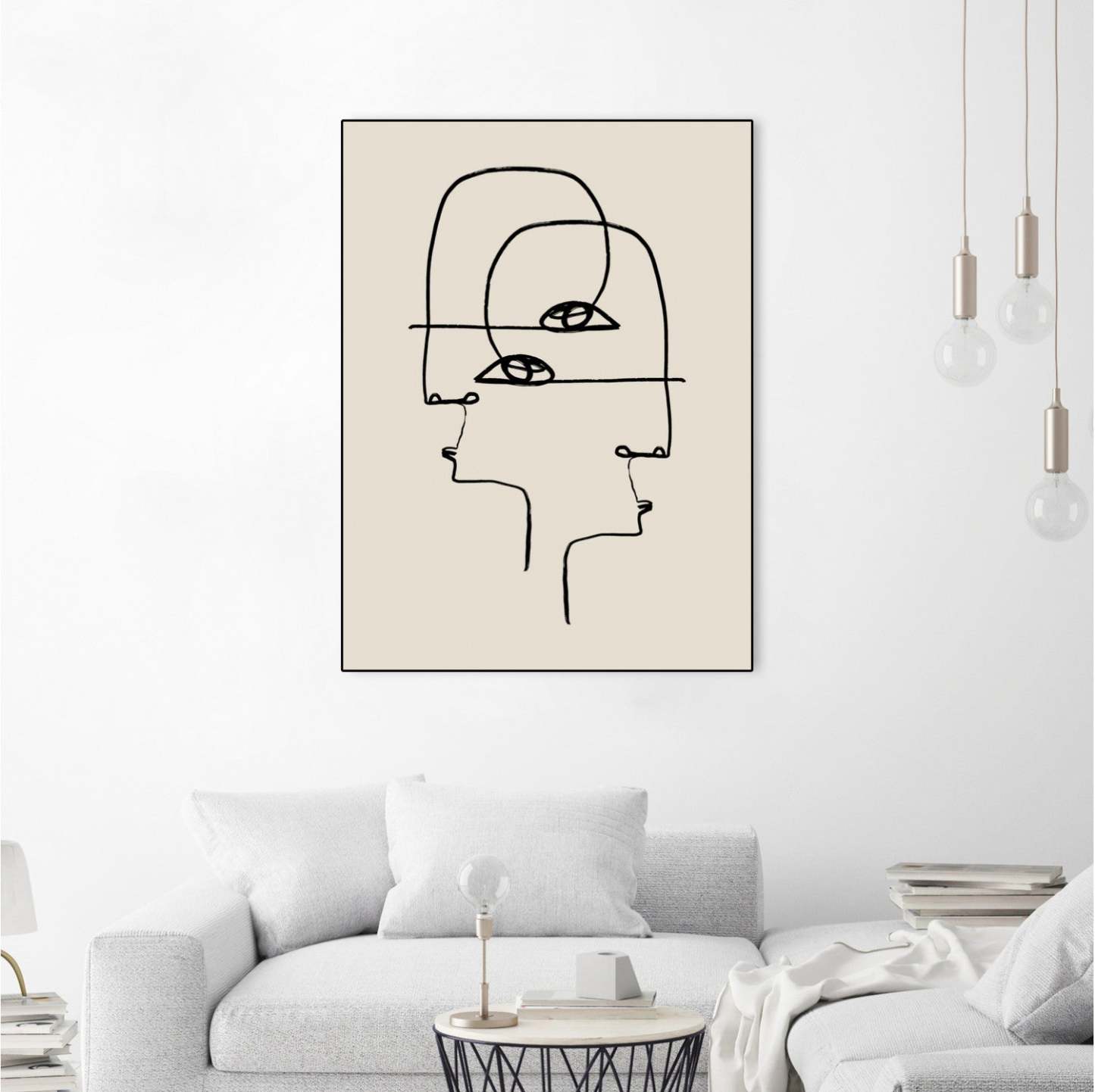 Faces Canvas Framed Black 24x32 Wall Art|Œuvre d’art murale encadrée noire et mate « Faces » 24 x 32